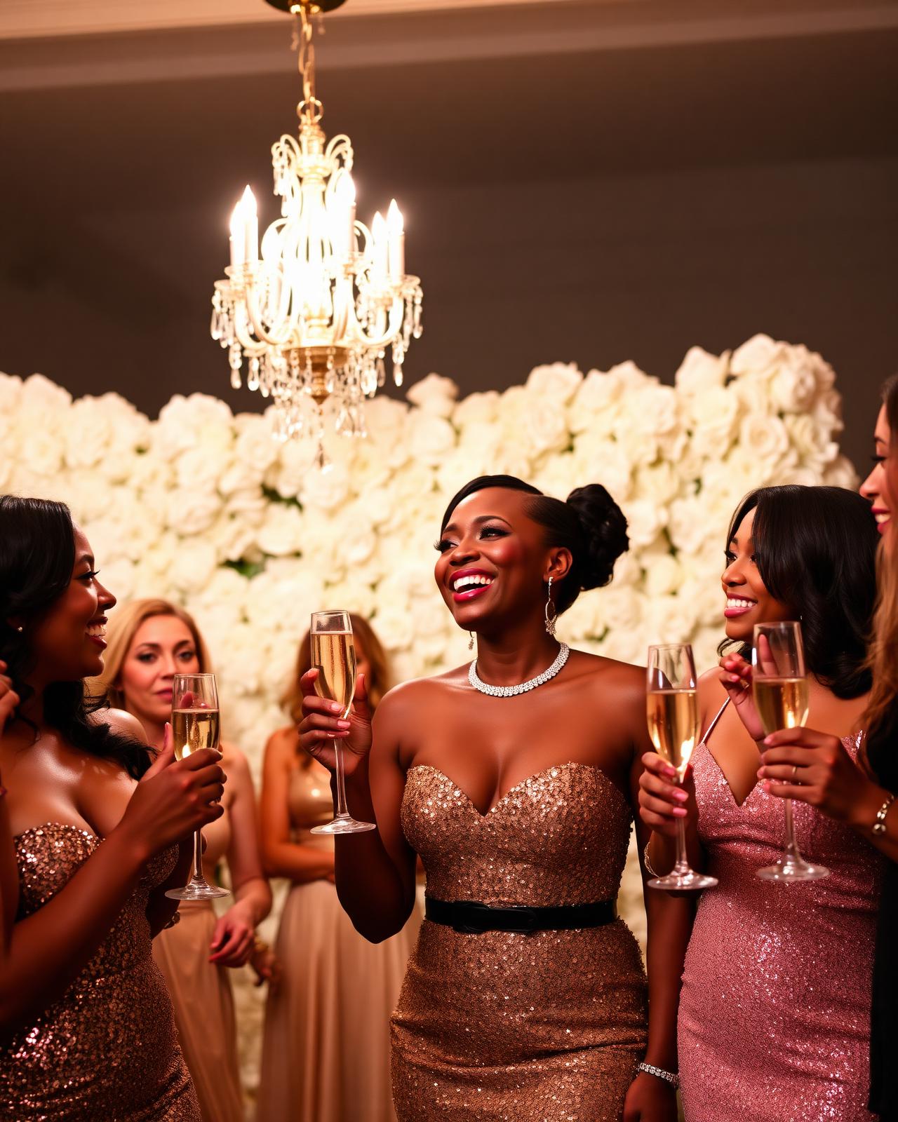 Black woman celebrating a milestone birthday with champagne